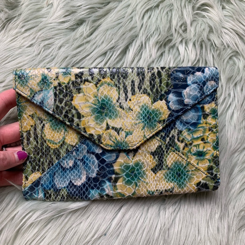 Lodis Suede Shimmer Floral Envelope Pouch